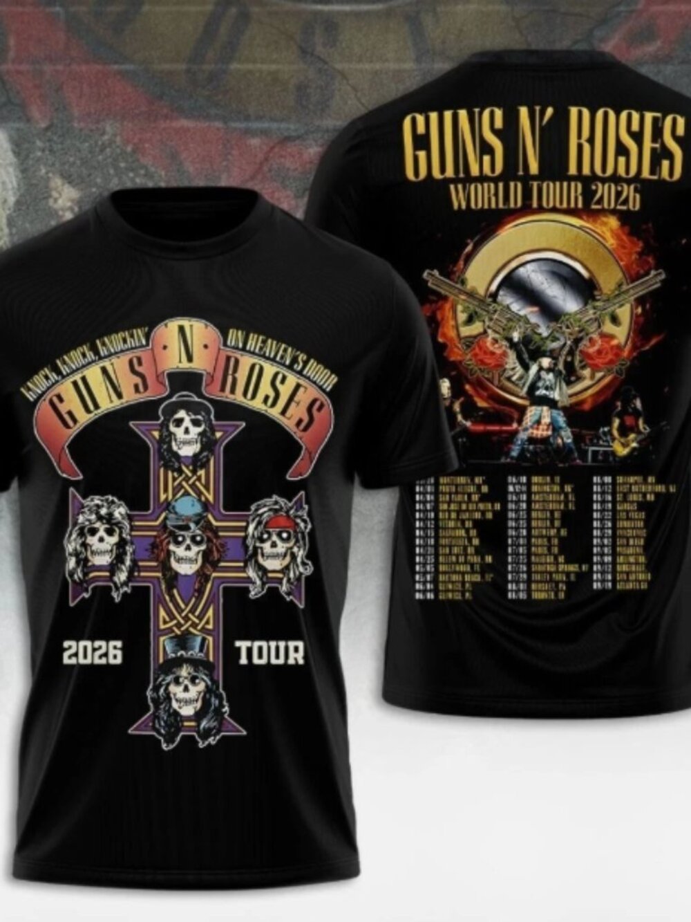 Guns N Roses 2-26 World Tour Shirt Vintage Rock Band Graphic Tee